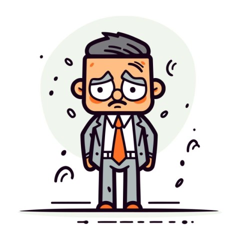 Angry man in suit and glasses. Vector illustration in flat carto