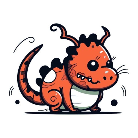 Cute cartoon dragon. Vector illustration. Isolated on white back