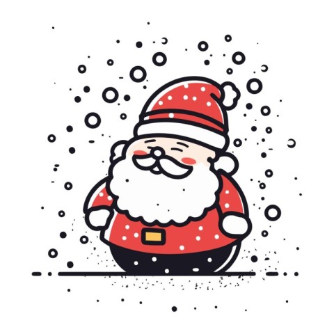 Vector illustration of Santa Claus in a cap and glasses on a whi