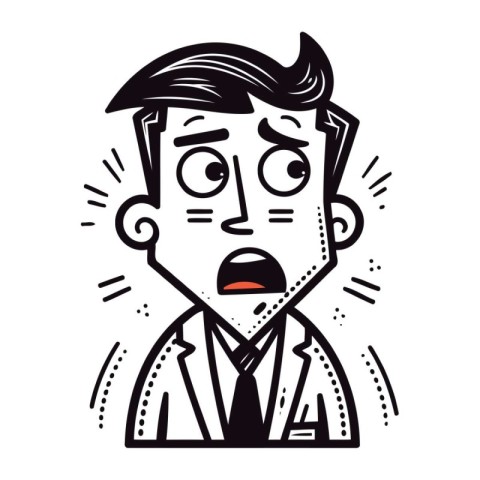 Angry businessman. Vector illustration in doodle style on white