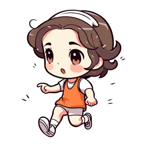 Illustration of a Cute Little Girl Running and Smiling.