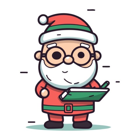 Cartoon Santa Claus with a book. Vector illustration of Santa Cl