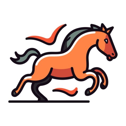 Running horse icon in flat style isolated on white background. H