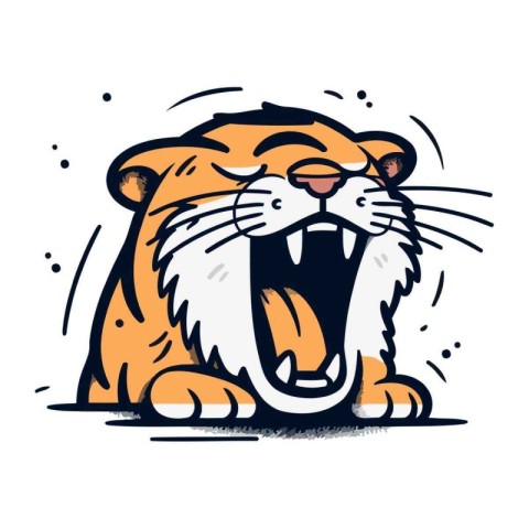 Cartoon tiger. Isolated on white background. Vector illustration