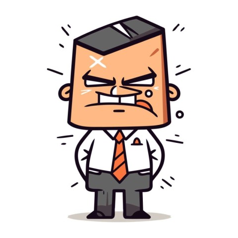 Angry Businessman   Cartoon Vector Illustration of Businessman C