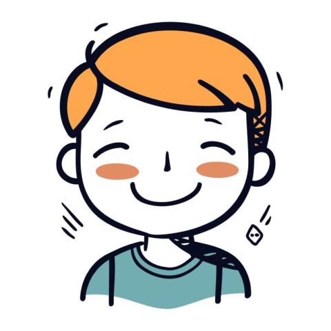 Vector illustration of a happy boy smiling and looking at the ca