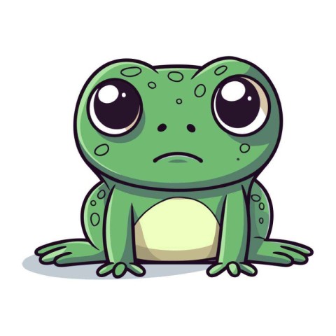 Frog with sad face isolated on white background. Vector illustra