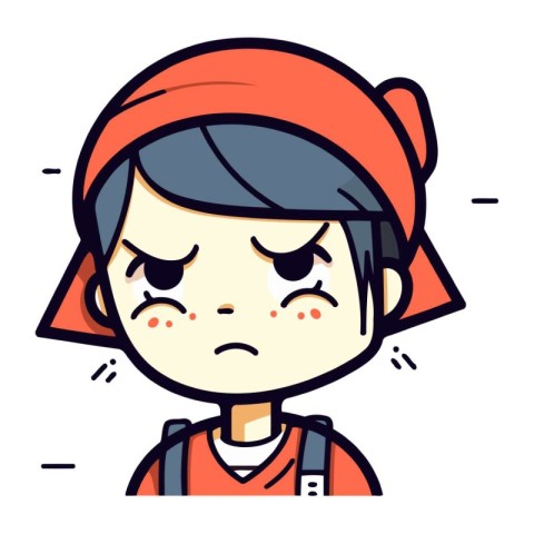 Illustration of a cute little boy wearing a bandana and crying