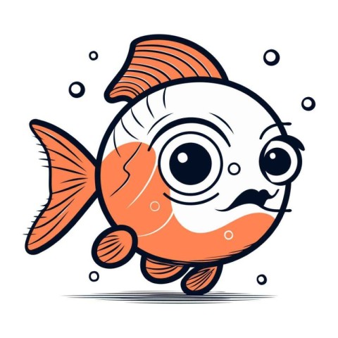 Cute cartoon fish isolated on a white background. Vector illustr