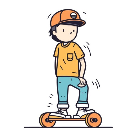 Boy riding on a self balancing scooter. Vector illustration.