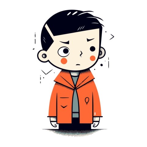 Vector illustration of a boy in a raincoat. Cartoon style.