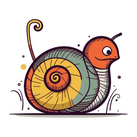 Cartoon snail. Vector illustration. Isolated on white background