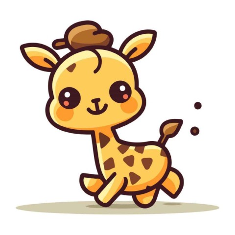 Cute cartoon giraffe on a white background. Vector illustration.