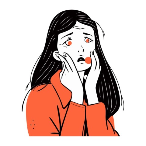 Woman with toothache. Vector illustration of a woman with tootha