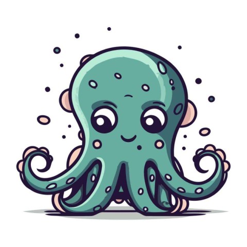 Cute cartoon octopus. Vector illustration. Isolated on white bac