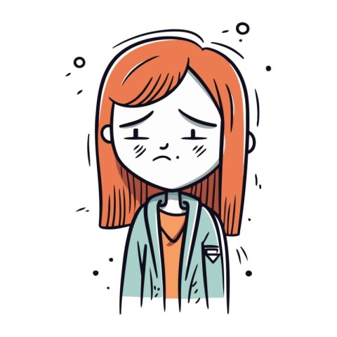 Illustration of a young woman suffering from a headache. vector