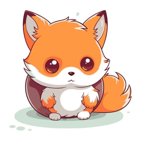 Cute cartoon fox. Vector illustration isolated on a white backgr