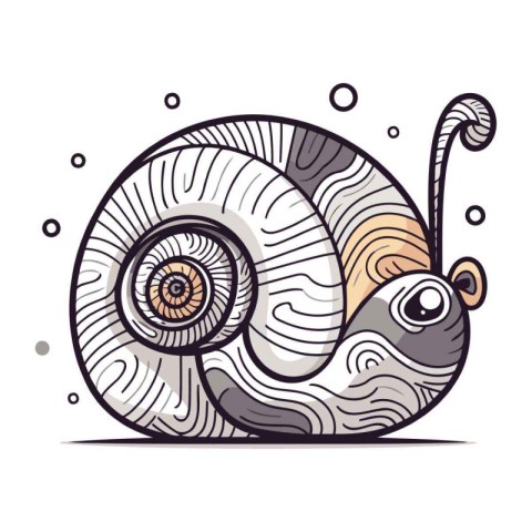 Cartoon snail on a white background. Vector illustration in sket