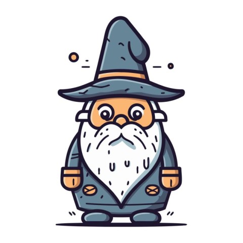 Wizard in a hat and cloak. Vector illustration in cartoon style.