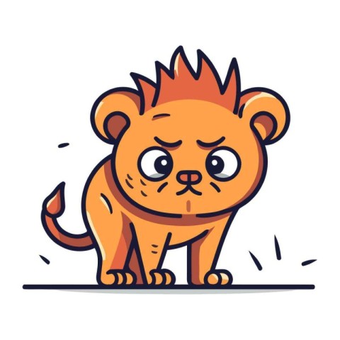 Cute cartoon lion. Vector illustration isolated on a white backg