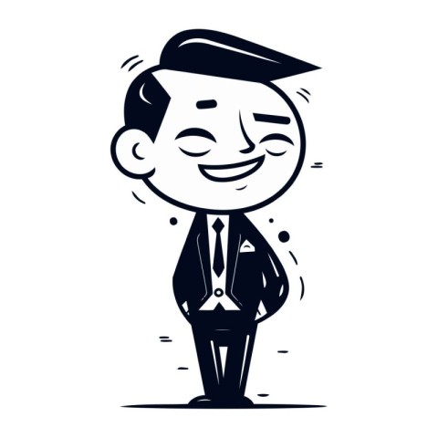 Smiling Businessman Cartoon Character. Isolated Vector Illustrat