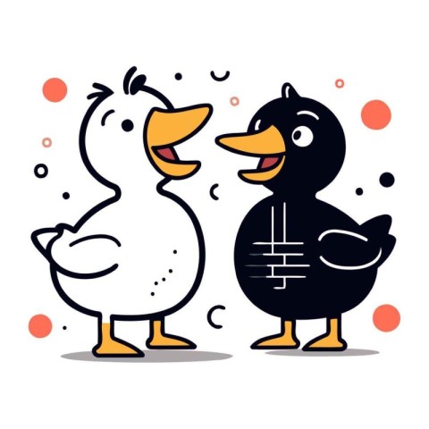 Duck and duckling. Vector illustration in flat cartoon style.