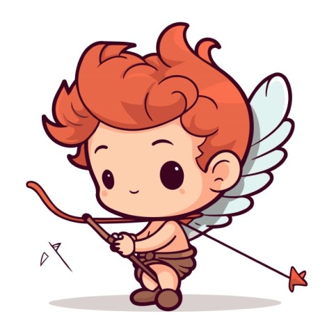 Cupid Vector Illustration. Cute Cupid Cartoon Character.