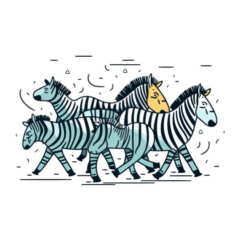 Zebra family. Vector illustration of a zebra family with two chi