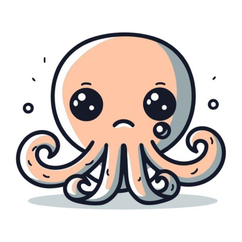 Cute cartoon octopus. Vector illustration. Isolated on white bac