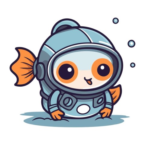 Cute cartoon astronaut character. Vector illustration on a white