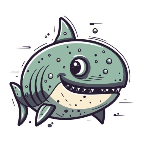 Cute cartoon shark. Vector illustration isolated on a white back