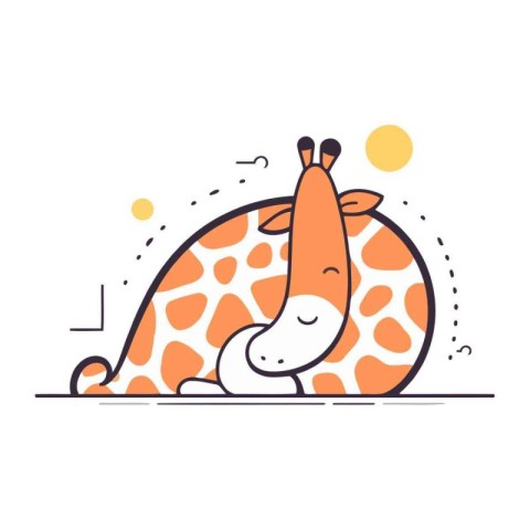 Cute cartoon giraffe. Vector illustration. Flat line design.