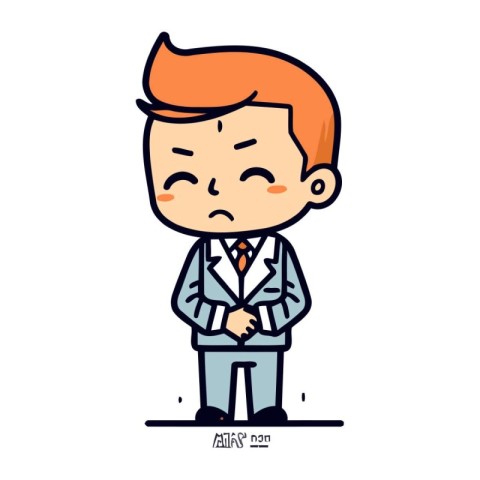 Angry businessman cartoon character. Vector illustration in flat