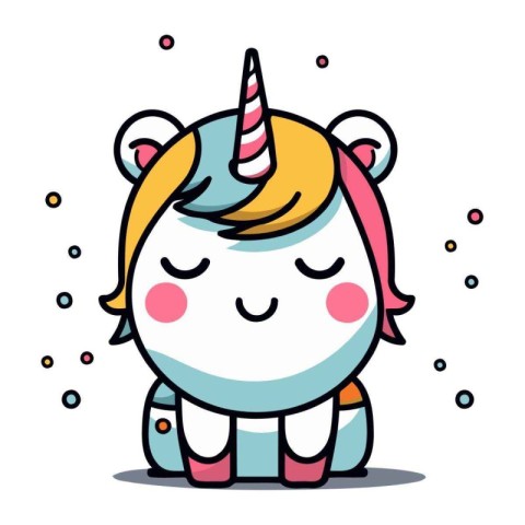 Cute Unicorn   Cute Cartoon Fantasy Animal Vector Illustration.