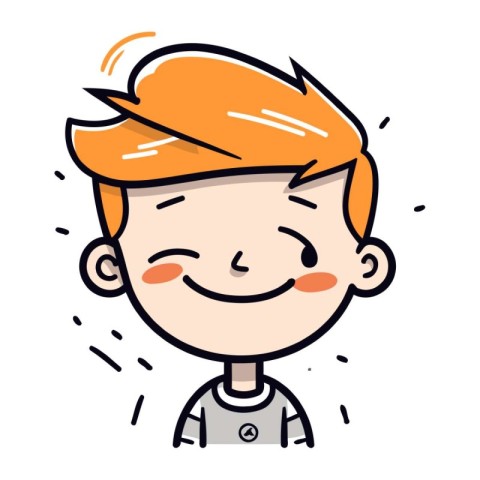 Vector illustration of a happy boy smiling and laughing. Cute ca