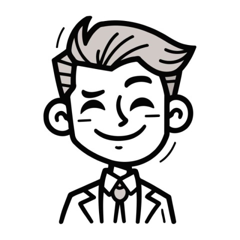 Cartoon happy man in business suit. Hand drawn vector illustrati