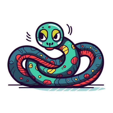 Cartoon snake. Vector illustration of a funny snake with eyes.