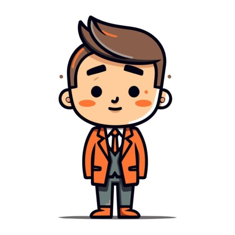 Cute cartoon man in suit. Vector illustration on white backgroun