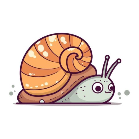 Cute cartoon snail. Vector illustration. Isolated on white backg