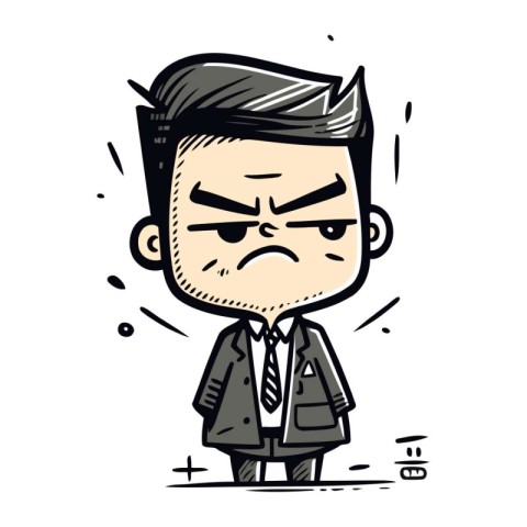 Angry boss cartoon character. Vector illustration isolated on wh