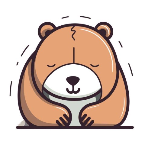 Cute bear cartoon character. Vector illustration of a cute beave