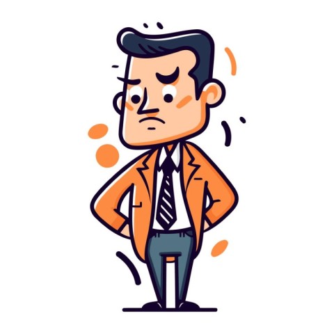 Businessman feeling sad and depressed. Vector illustration in ca