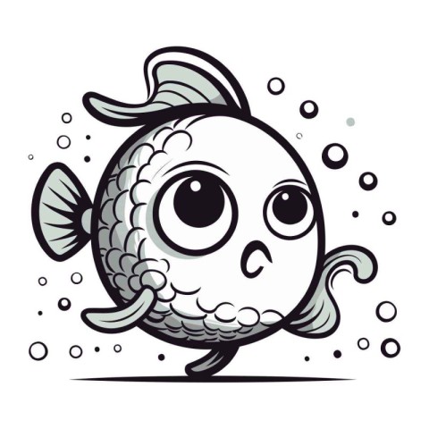 Cartoon fish. Vector illustration. Isolated on white background.