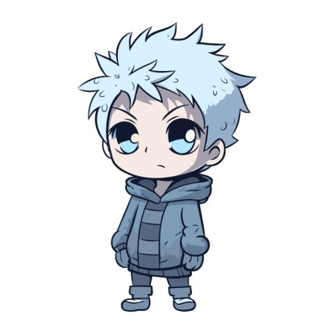 Cute little boy in winter clothes. Vector illustration on white