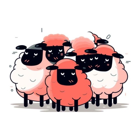 Funny cartoon sheep. Vector illustration in flat style. Isolated