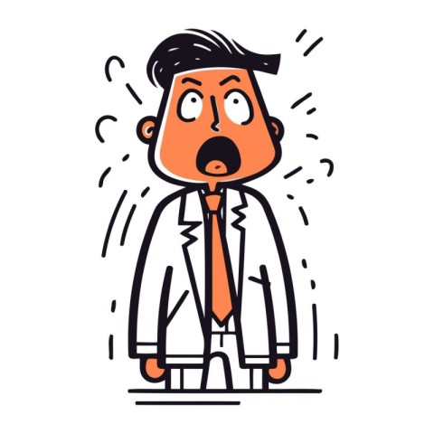 Frightened man. vector illustration in flat cartoon style. Stres