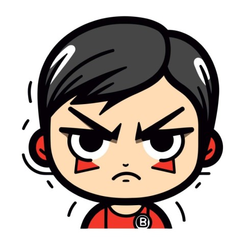 Angry Girl Face   Cartoon Vector Illustration