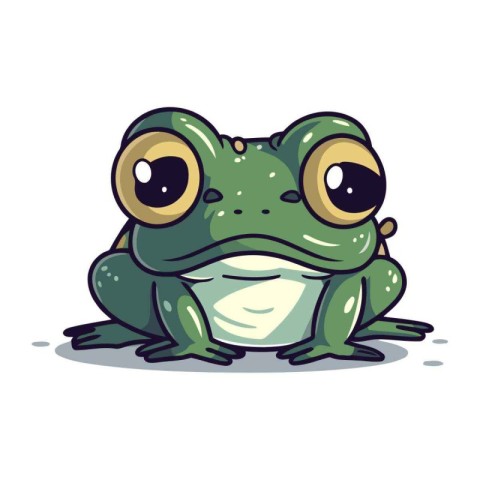 Cute cartoon frog. Vector illustration. Isolated on white backgr