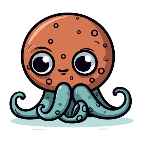 Cute cartoon octopus. Vector illustration isolated on white back