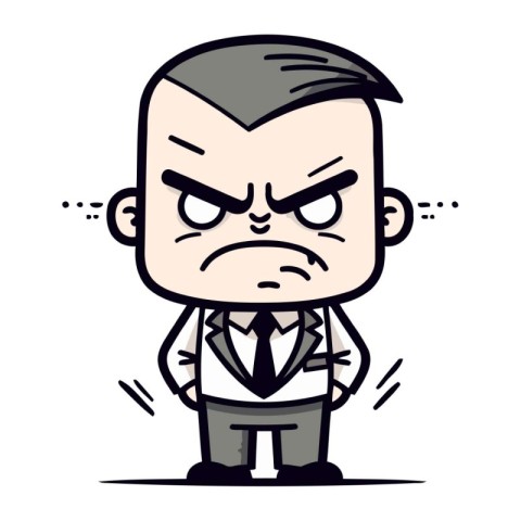 Angry cartoon man with tuxedo. Vector Illustration.